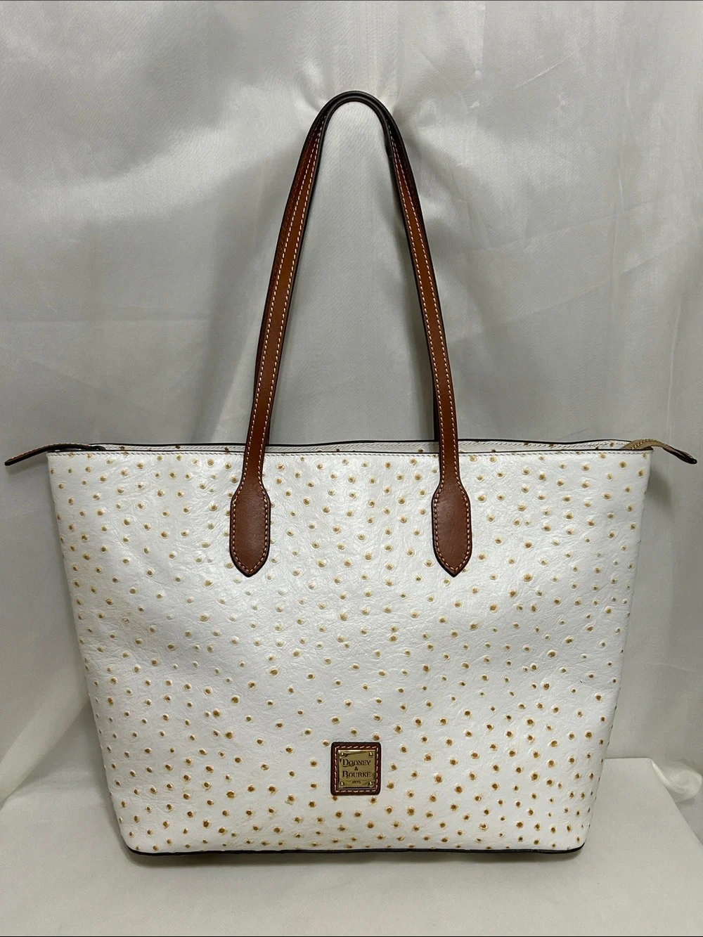 Dooney & Bourke Ostrich Tote In Bone